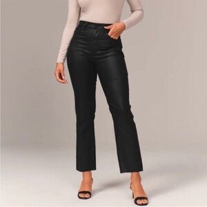 Abercrombie & Fitch Ultra High Rise Ankle Straight Leather Effect Coated Jeans